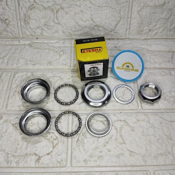 Headset ETERNA Kom Fork Drat Ulir Standard 25.4 Tiang Stem Insert 22.2mm Chrome Sepeda Minion MTB Fe