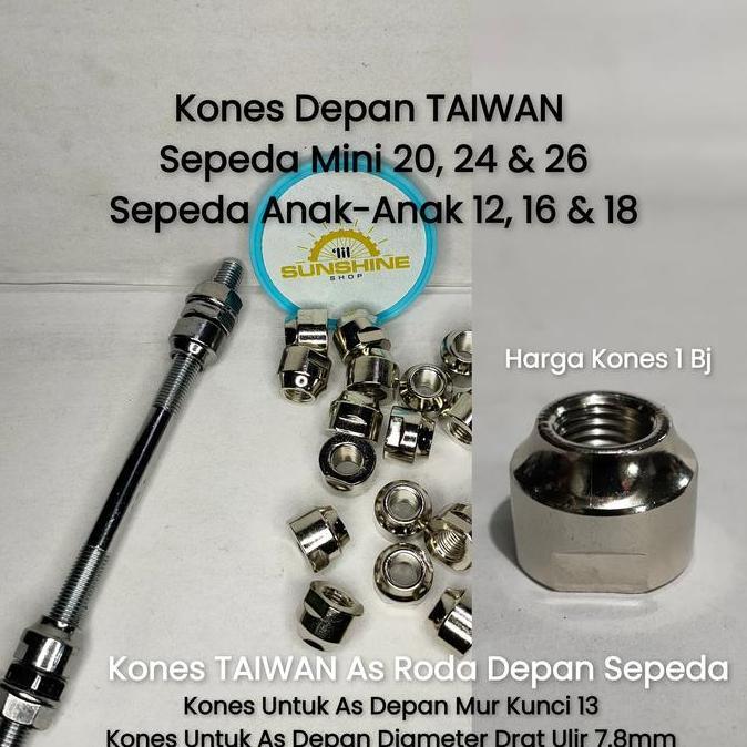 Kones As Kecil Untuk Hub Roda Depan Sepeda Anak BMX Sepeda Mini Dewasa Mur Kunci 13