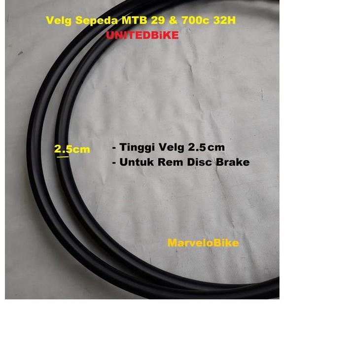 Rims Velg Sepeda MTB 29 Fixie RoadBike 700c 32 Hole FV Merk UNITED