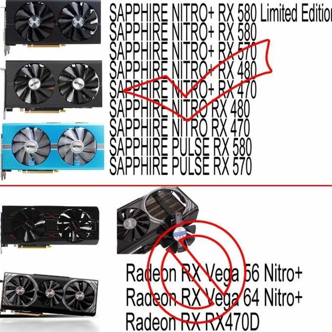 fan vga ORIGINAL sapphire nitro rx 580 570 480 470 original 95cm