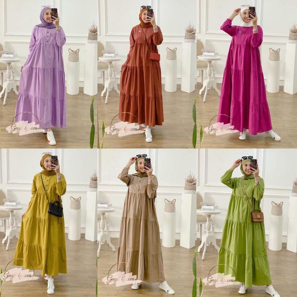 ZORUNE MIDI KATUN TWILL PREMIUM POLOS DRESS BUSUI DRESS KEKINIAN MINIMALIS MUSLIM KOREA JUMBO BUSUI 