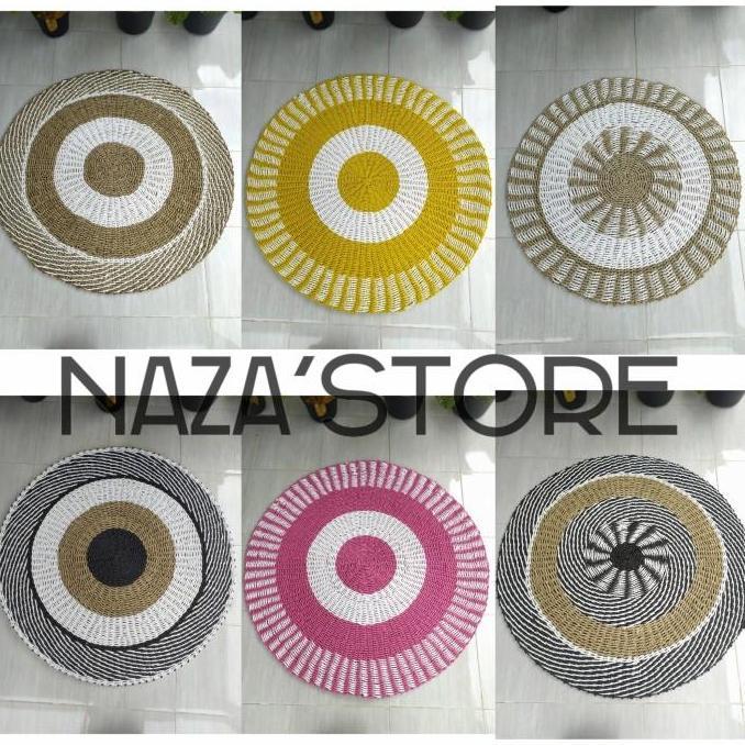 Karpet Rug Seagrass Anyaman Bulat Rotan Untuk Dekorasi Lantai