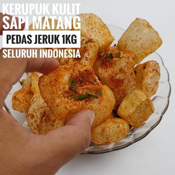 Kerupuk Kulit Sapi Matang Rasa Pedas Daun Jeruk 1kg / Krupuk Rambak