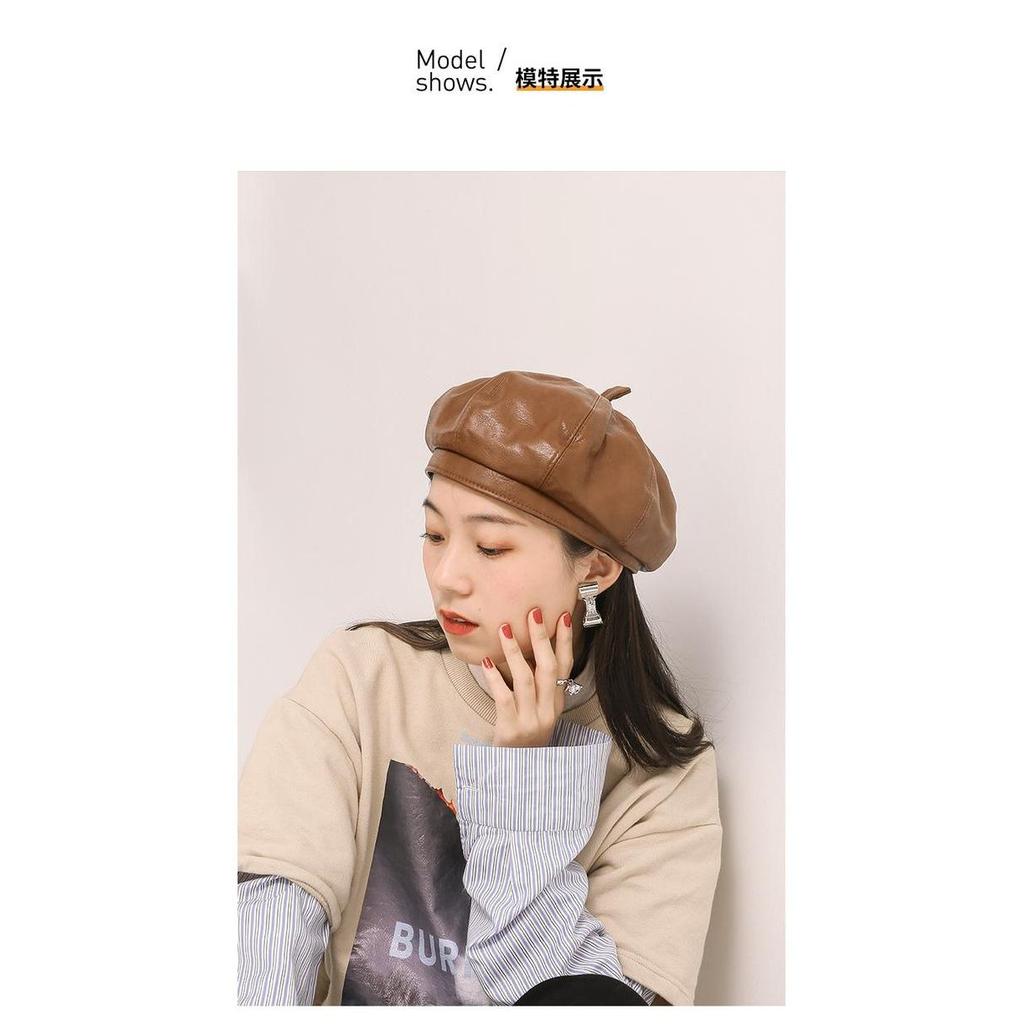 BELT topi beret kulit pu leather baret topi mangaka komikus korea jepa