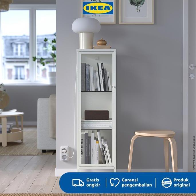 IKEA BAGGEBO Lemari Pajangan dengan Pintu Kaca 34x30x116 cm
