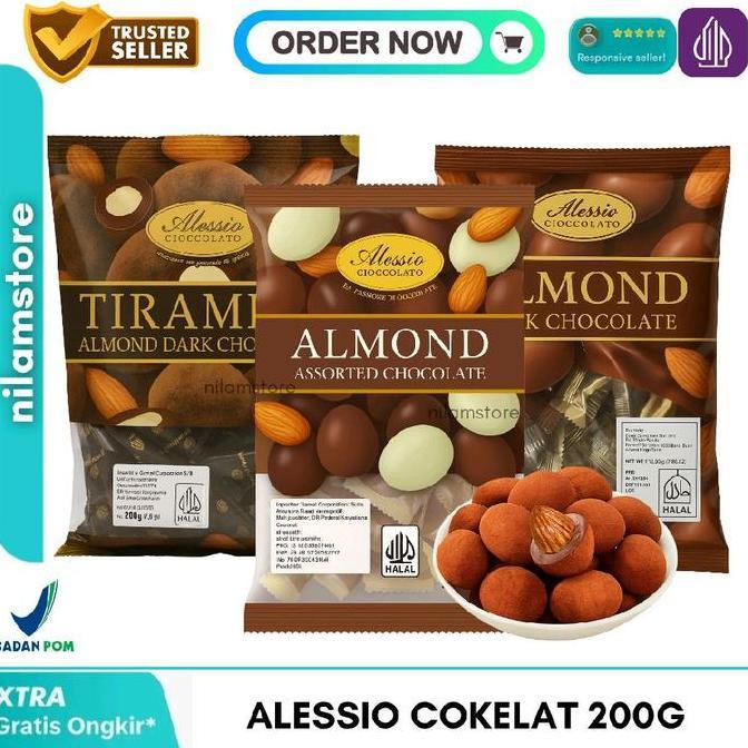Alessio Chocolate Almond Malaysia 200g Chocolate Coklat enak isi almond