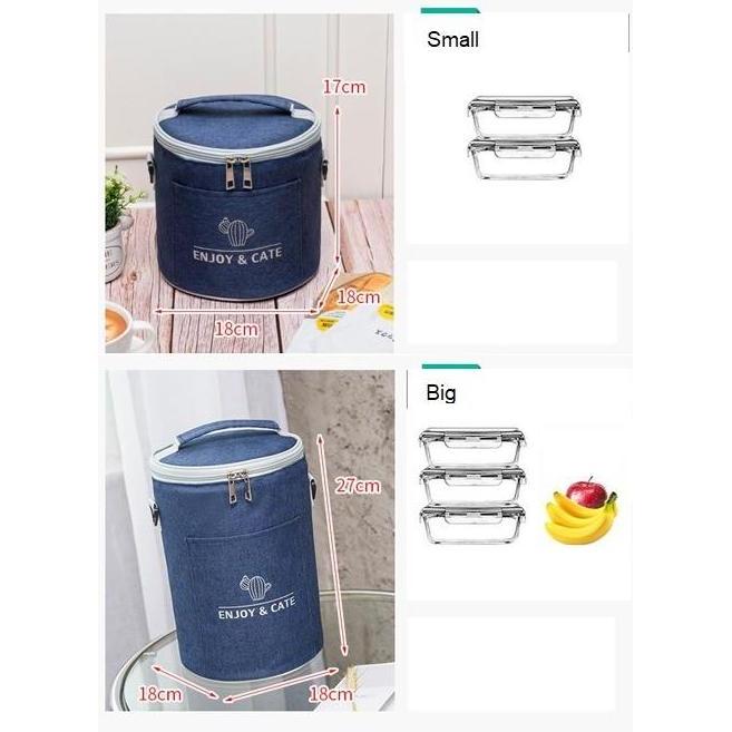 Tas Kotak Bekal Rantang 3 Susun Model Bulat Tas Bekal Lauch Bag