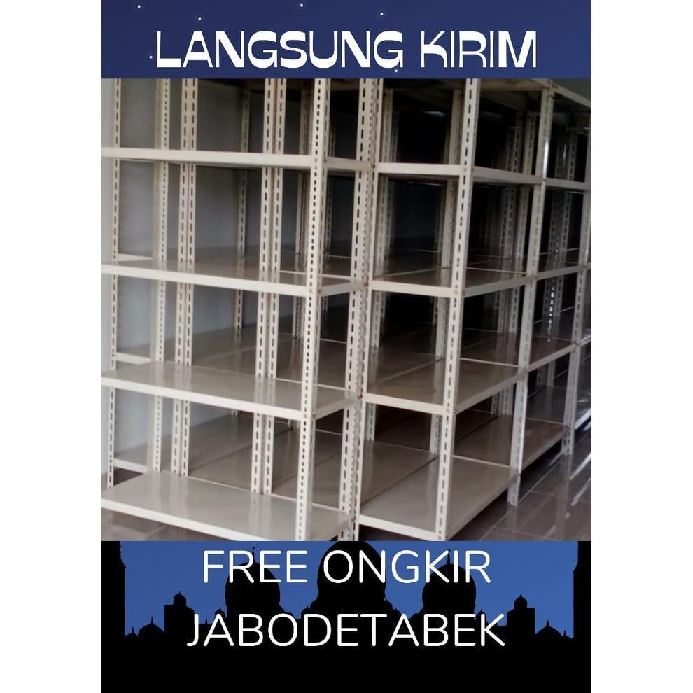 Rak Besi Siku 5 Susun 120x60x240 Kapasitas 80kg - Hitam - Putih, Ambalan