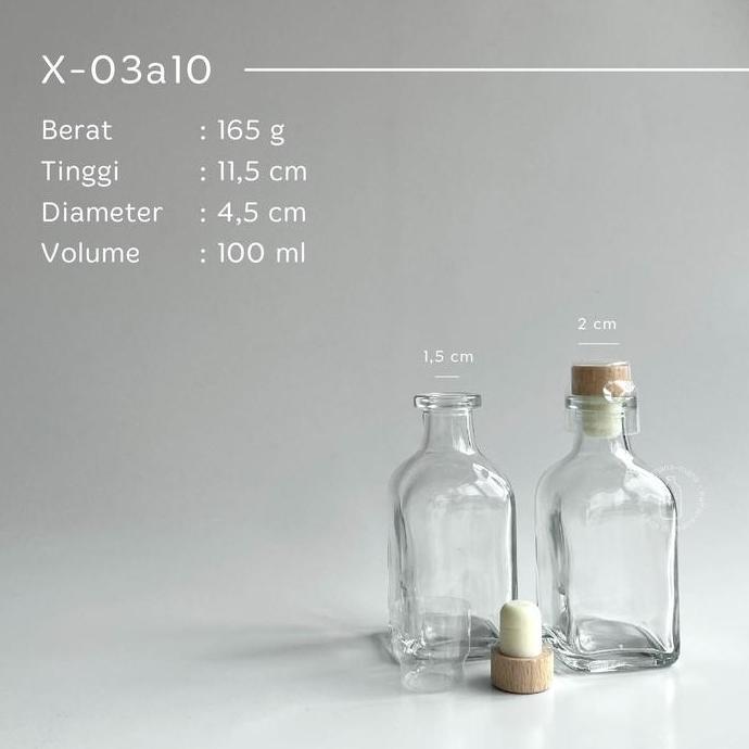 Botol kaca liquor square bottle - botol kaca liquor kotak- tutup cork