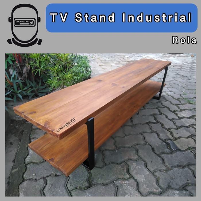 ROLA TV Stand Table / Meja TV / Meja Laci Kayu Besi Industrial