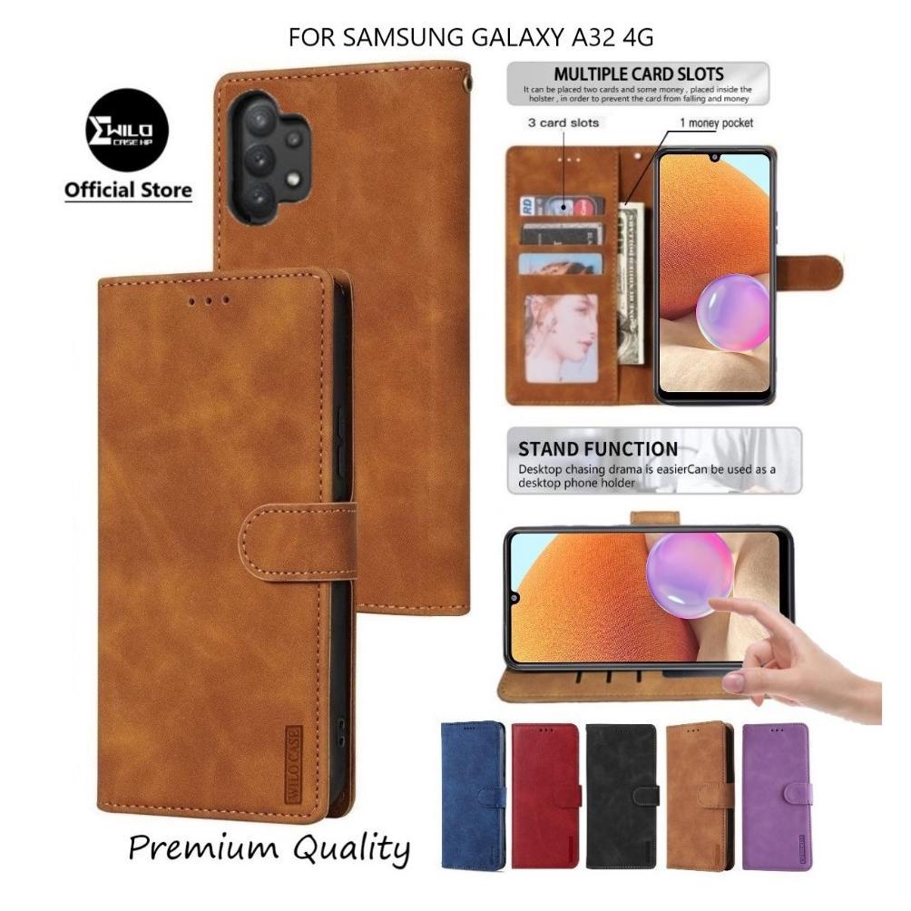 promo terbaru wilocase for samsung galaxy a32 4g premium case flip wallet kulit/casing dompet hp