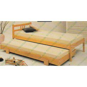 CIKOLE SK Ranjang kayu ramin single uk 90 no. 4 + sorong (tanpa kasur)