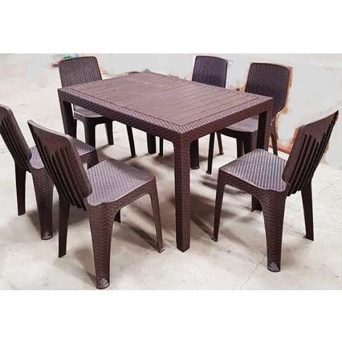 Meja Makan Plastik SET 4 kursi dan 6 kursi