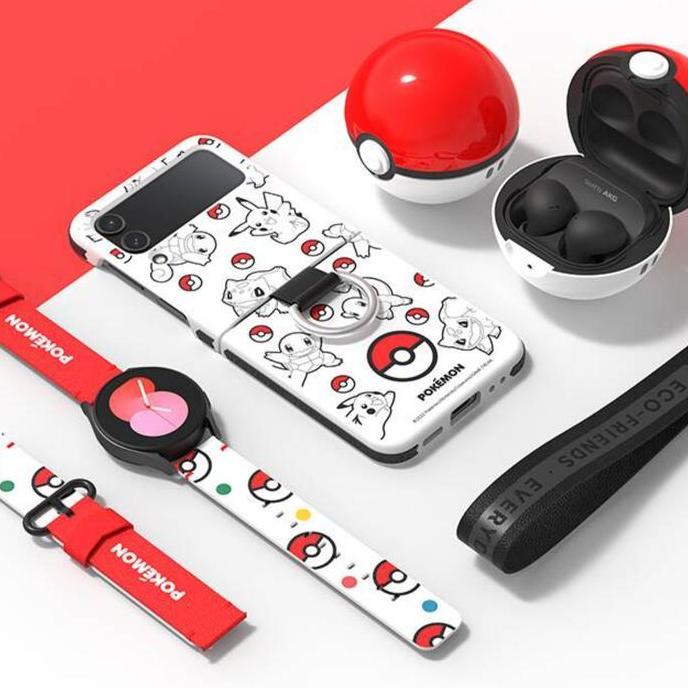 Z Flip 4 Pokemon Case Silicone Ring Cover Casing