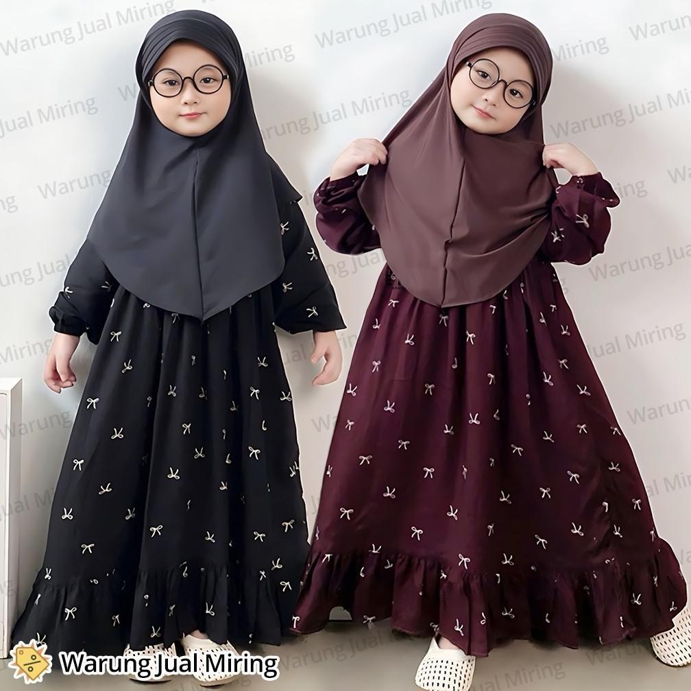 Gamis Anak Perempuan - Gamis Anak Perempuan Rayon Motif Bunga 2-12 Tahun Dress Setelan Baju Muslim C
