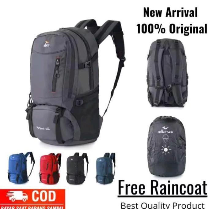 Elbrus - Tas Ransel Series Portland 40L / Tas Gunung / Tas Mudik Baju Nyaman & Anti Air Free Cover B