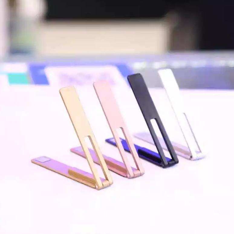 terbaru tipis banget stand stainless metal holder hp ultra-slim phone stand self-adhesive folding sl