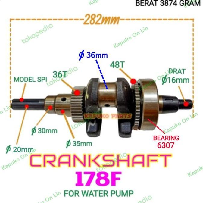 178F KRUK AS CRANKSHAFT UNTUK WATER PUMP MESIN DIESEL KAMA ORIGINAL DAN TERPERCAYA