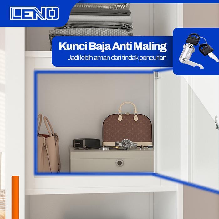 LENO Lemari Besi Pakaian Besi Anti Karat Lemari Pakaian Besi Minimalis Estetik Moderen Lemari Baju M