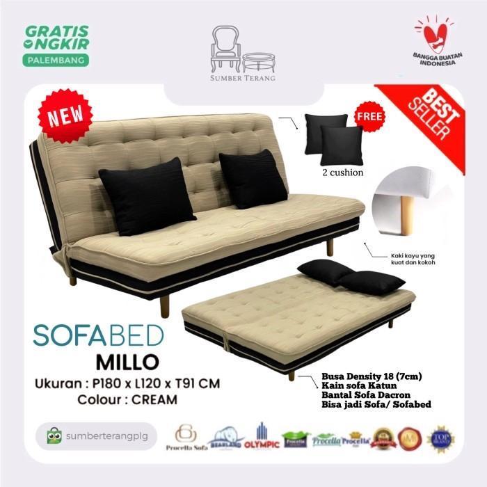 Sofa Bed Procella Millo Sofabed Kaki Besi Sofa Santai Kursi Tamu Lipat