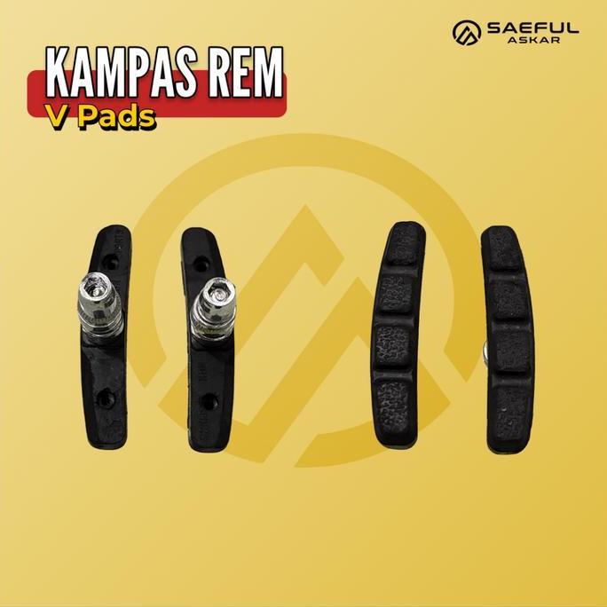 Kampas Rem Sepeda V-Brake 70mm Kanvas Rem Karet Hitam Model V Sepeda Gunung Lipat BMX MTB