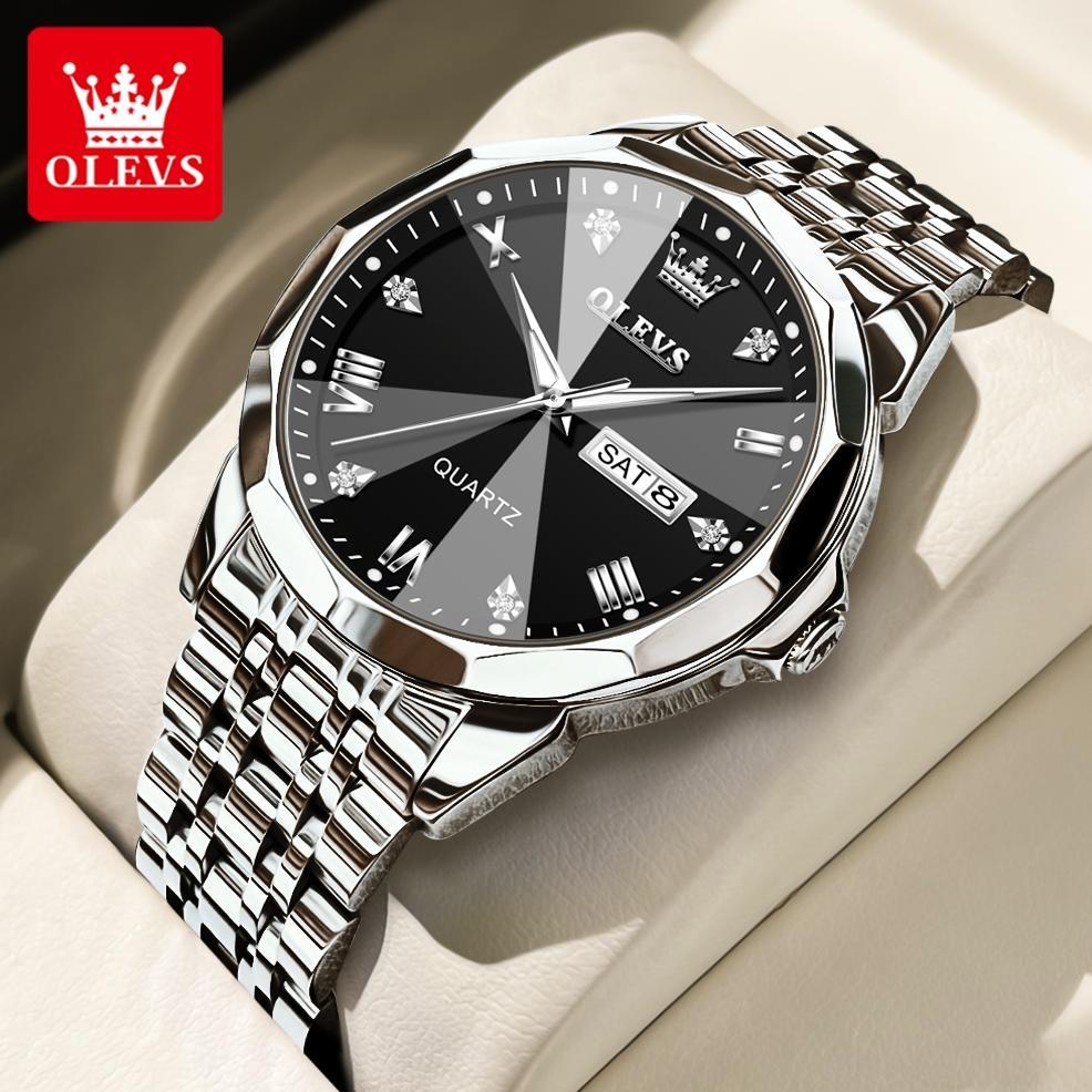 TERMURAH OLEVS Jam Tangan Pria Anti Air Original Stainless Steel Luminous Men Watch Analog Model 993