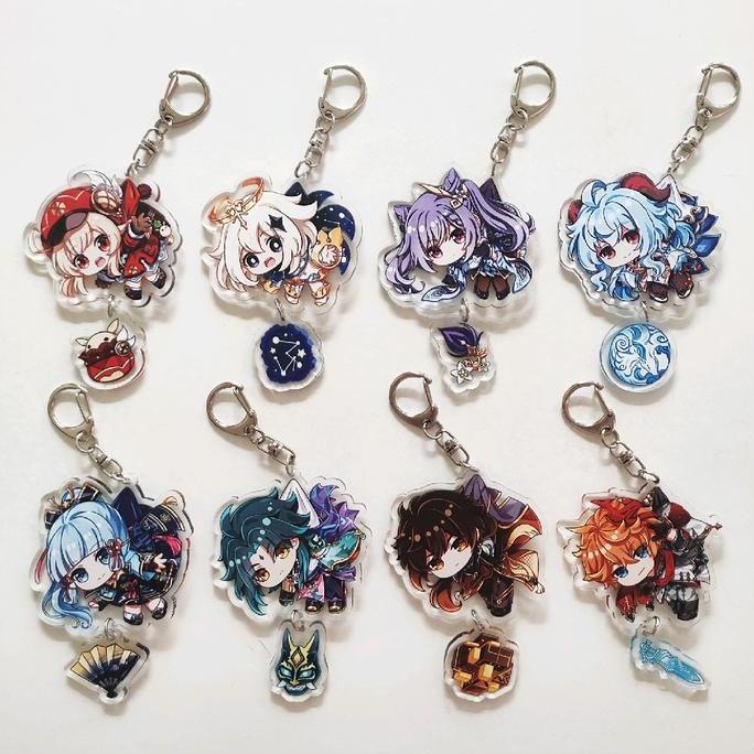 Keychain Gantungan Kunci Merchandise Game Genshin Impact Anime Lucu / Hutao Venti Kazuha Xiao Keqing