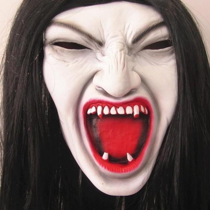 Topeng nenek sihir mak lampir valak latex wig seram halloween mask