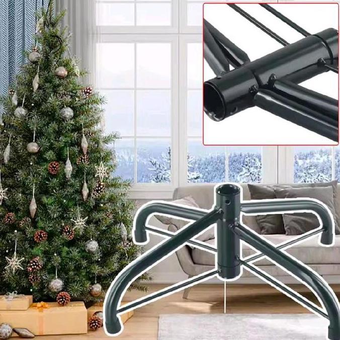 Kaki Pohon Natal Stand Logam Berdiri Dasar Rak Aksesoris untuk Dekorasi Natal 45cm/50cm Besi Hijau M