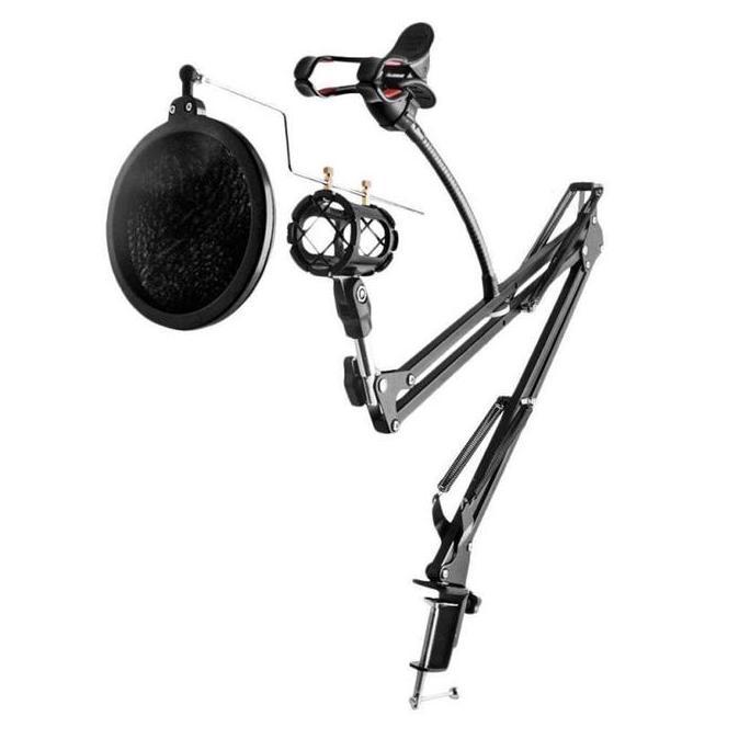 BLANCHENAM Bracket Arm Stand Mic Meja Condenser Microphone with Phone Stand Holder Recording NB-35