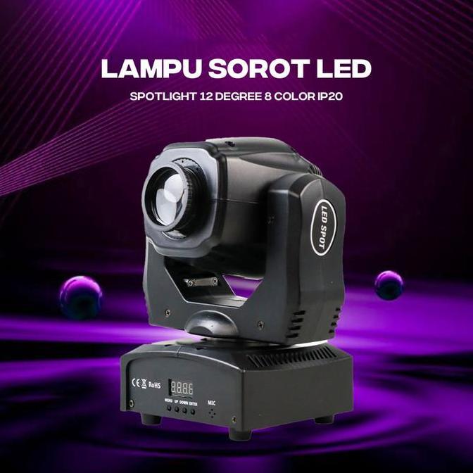 FOWERLEB Moving Head Beam 60W ZQ-B147B Lampu Sorot Spot Light Panggung 8 Warna 12 Derajat DMX512