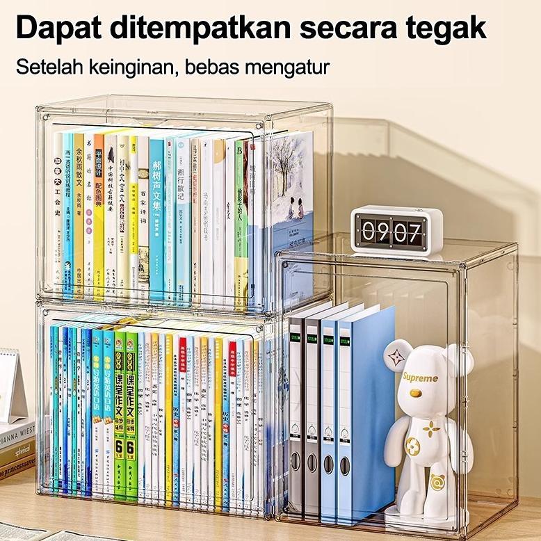 PREMIUM STOODER Kotak Penyimpanan Buku Kotak Penyimpanan Transparan Kotak Display Akrilik Rak Buku D