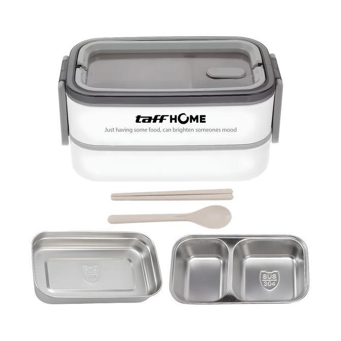 Set Kotak Bekal Makan Stainless Steel Anti Tumpah Lunch Box 2 Layer Kitchenware