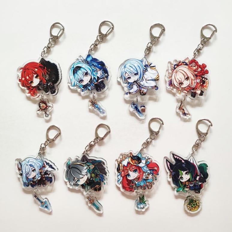 Keychain / Gantungan Kunci Game Genshin Impact 3 / Diluc Eula Ayato Yoimiya Shenhe Alhaitham Nilou T