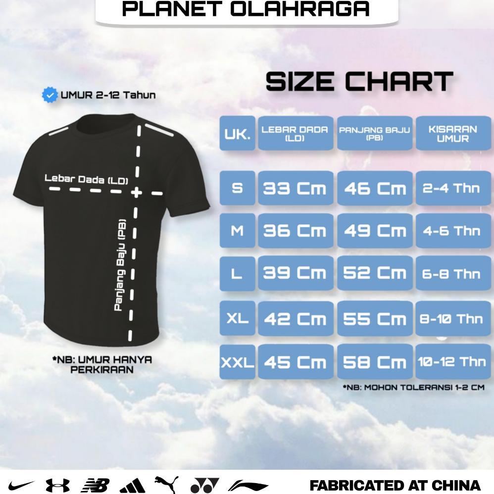 OFFICIAL (2-12TAHUN) SETELAN RUNNING ANAK / SETELAN LARI ANAK / BAJU FUTSAL ANAK / SETELAN BADMINTON