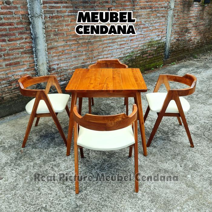 set meja cafe kayu jati / kursi cafe jok busa / kursi meja makan jati