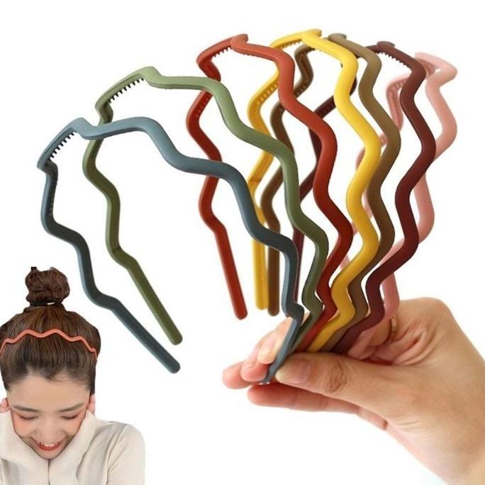 Bando Bandana Scrunchie Scrunchy Doff Gelombang Matte Wanita Cewek Korea Korean Style Motif Zigzag B