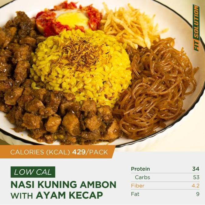 Low Cal Nasi Kuning Ambon + Ayam Kecap (Chicken Breast) | Healthy Prep Meal Catering Diet