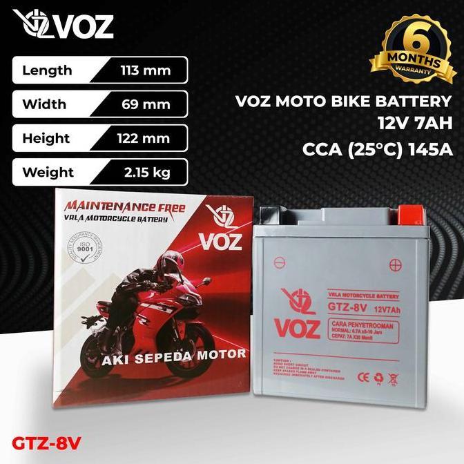 SALE - Voz Aki Motor GTZ 8V 12V 7Ah - Baterai Aki Motor