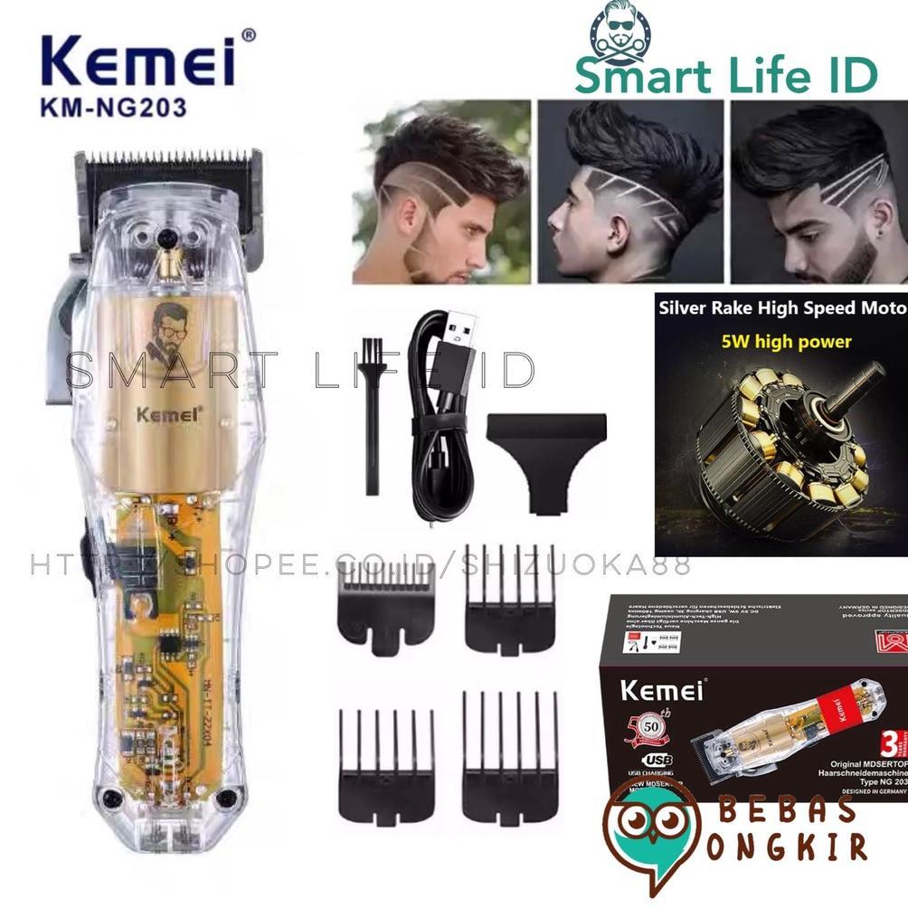 NEW Kemei Alat Cukur Rambut KM NG203 Hair Clipper Professional Turbo Full Transparant Cukuran KM NG 