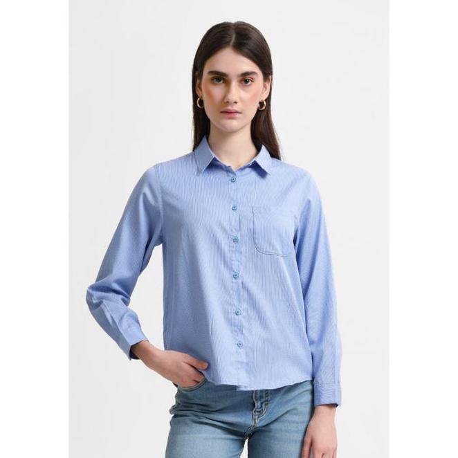 Emba Ladies - Emba Ladies Verina Kemeja Blue Warna Blue Wanita Lengan Panjang