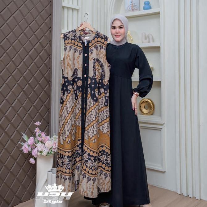 New Gamis Batik Kekinian Gamis Batik Pesta 2 In 1 Kombinasi Jack Black Gamis Mewah Promo Lebaran