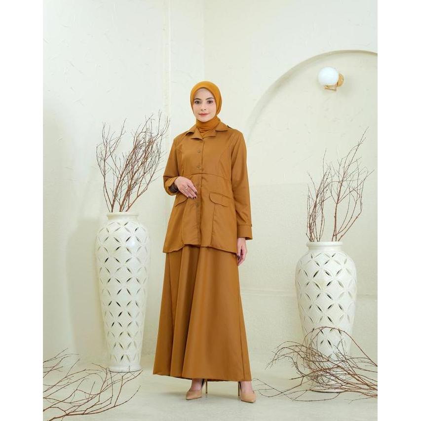 New Dania Series Gamis Semi Rok Seragam Pns Pdh Pemda Asn Warna Khaki Kheki Bahan Katun Toyobo Premi