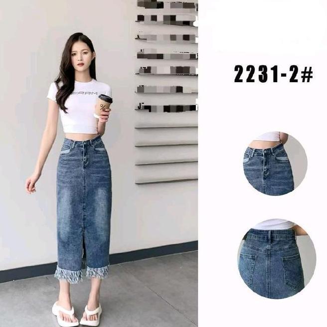Rok Jeans Rawis Rok Jeans Rawis Carla Stretch Belah Depan Bawahan