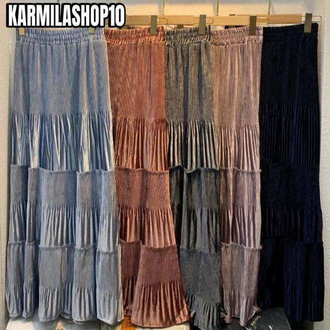 Rok SUSUN VELVET BELUDRU IMPORT  Lidi Cabang premium  / Rok susun beludru import LA