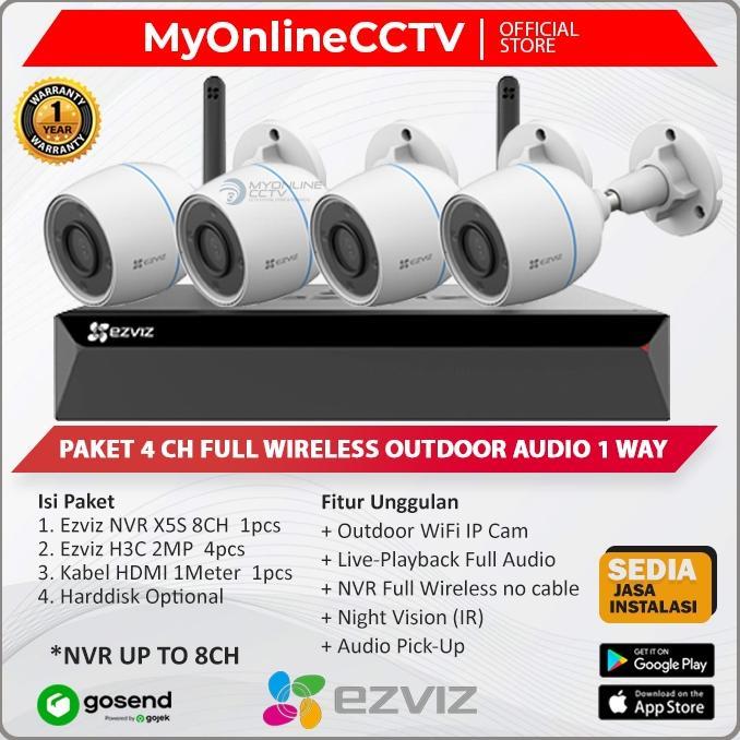 Murah Paket Ezviz 4 Ip Camera Nvr Wifi 8Ch Audio Wireless Cctv Outdoor Ezviz