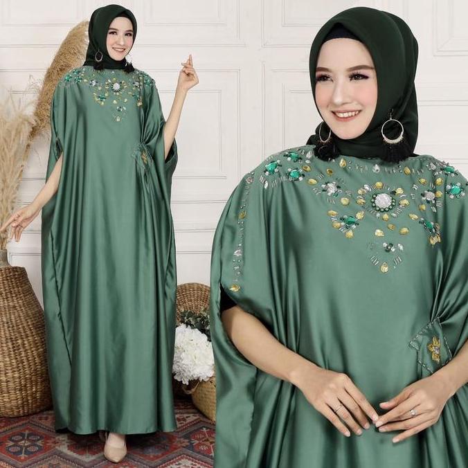 New Kaftan Lebaran 2025 / Kaftan Wanita Muslim Bahan Velvet Terbaru Bcl Kombi Manik Manik Jahitan Ta