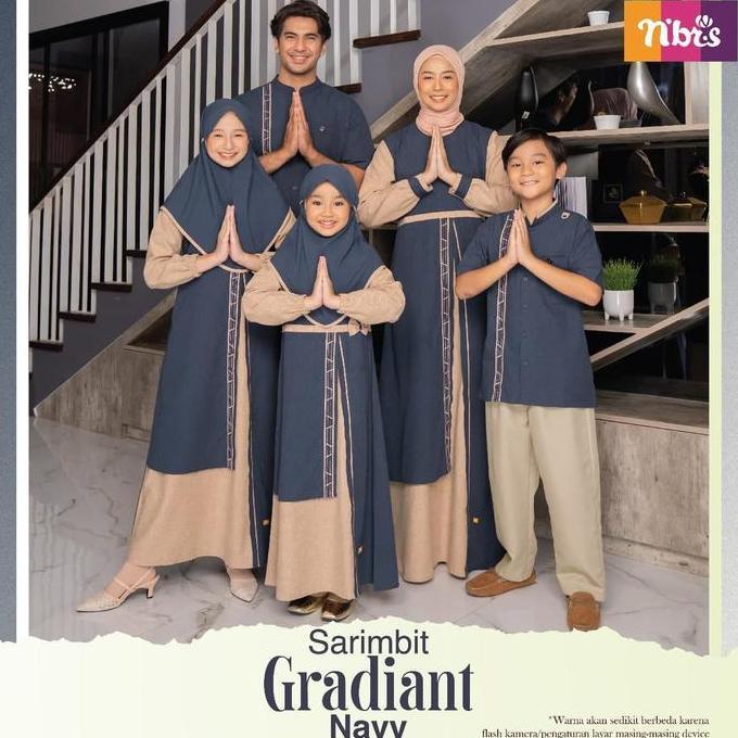 Baju Couple Keluarga + Nibras Sarimbit Gradiant Navy + Family Set Ori