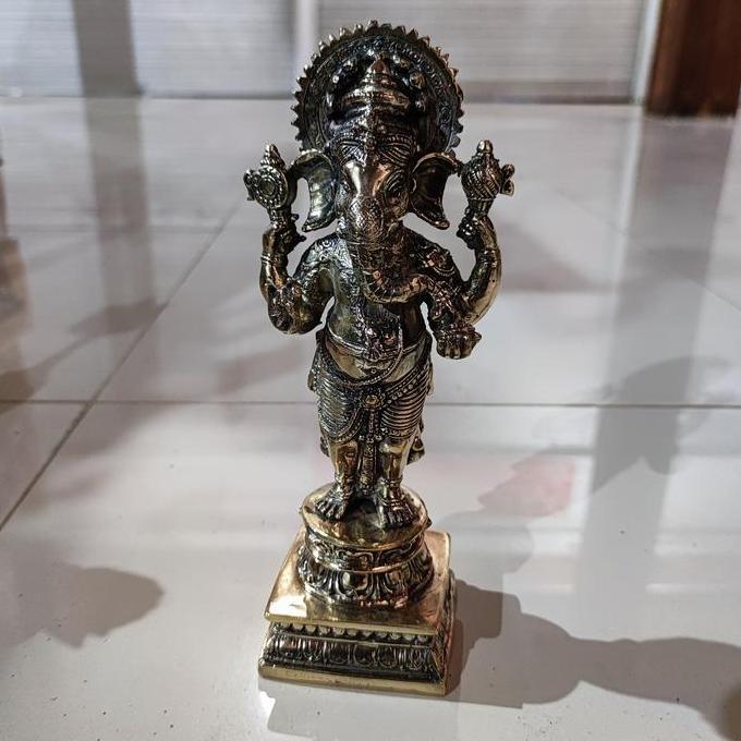 """] patung ganesha berdiri kuningan 25cm