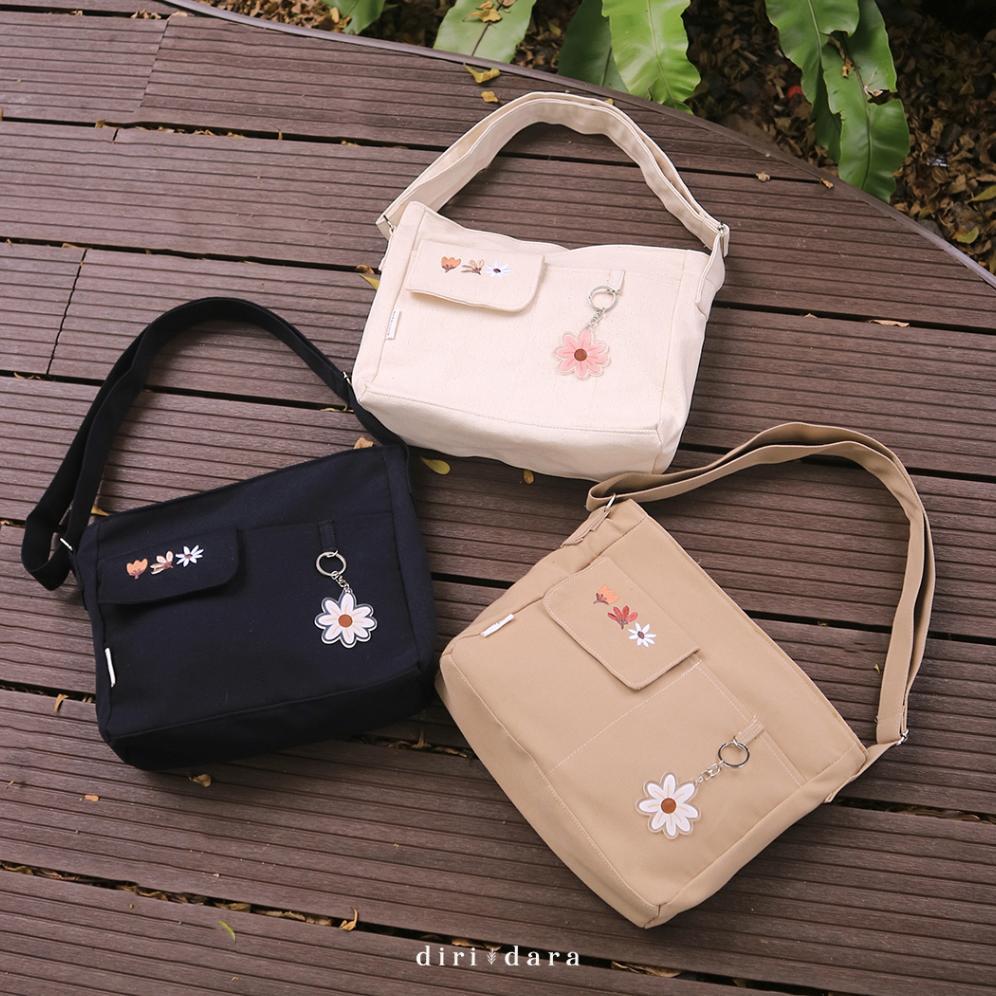 DIRIDARA Bloom Sling Bag Medium - Sling Bag Kanvas Wanita - Tas Kanvas Korean Style